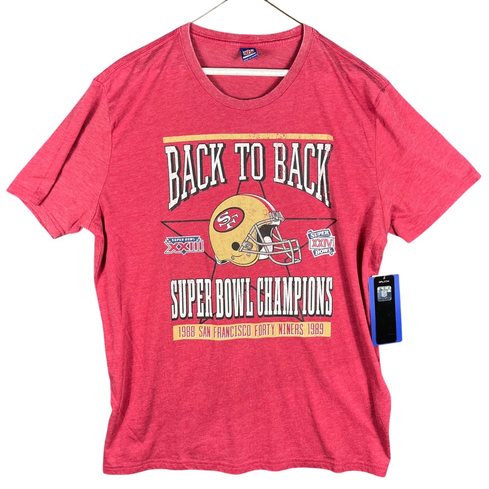 NFL San Francisco 49ers T-Shirt Mens XL Red Back to Back Super Bowl Champions